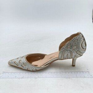 XYD Women's Pumps, Elegant Pointed Toe, D'Orsay Kitten Low Heels, Rhinestone